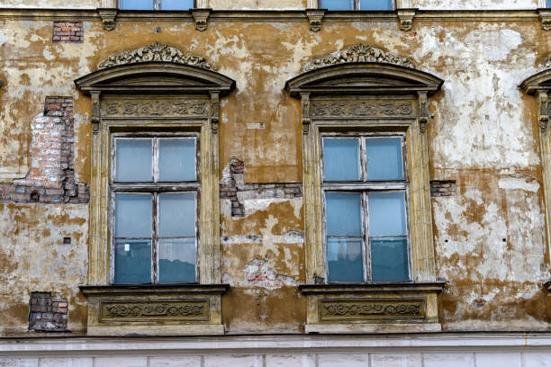 front of a building in Poland with the need for rconstruction