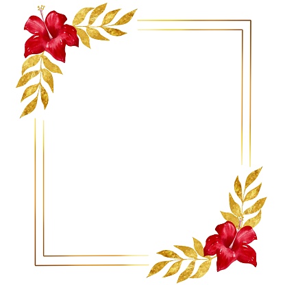istock Design frames with tropical flowers and leaves. Watercolor illustrations, hand-drawn. High resolution, isolates on a white background. 1633426327