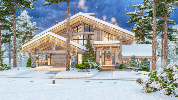 istock modern cozy chalet in New Year holidays 1633433981