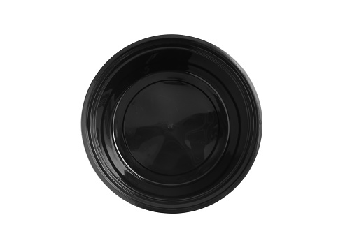 Black Plastic Bowl Top View isolated on white background with clipping paths