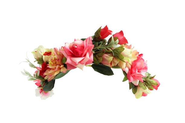 istock Colorful Flower Crown Front View isolated on white background with clipping paths 1633436711