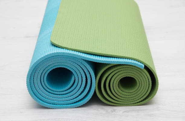 istock two yoga iyengar mats green and blue colors 1633466713