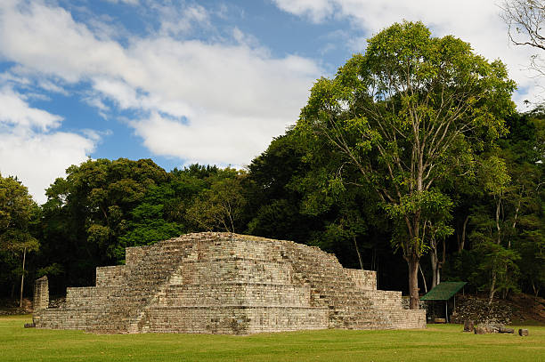Honduras, Mayan city ruins in Copan. The picture presents Mayan pyramid