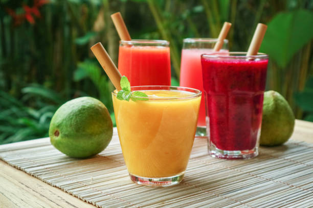 istock Dragon fruit, papaya and mango smoothies 1633511134