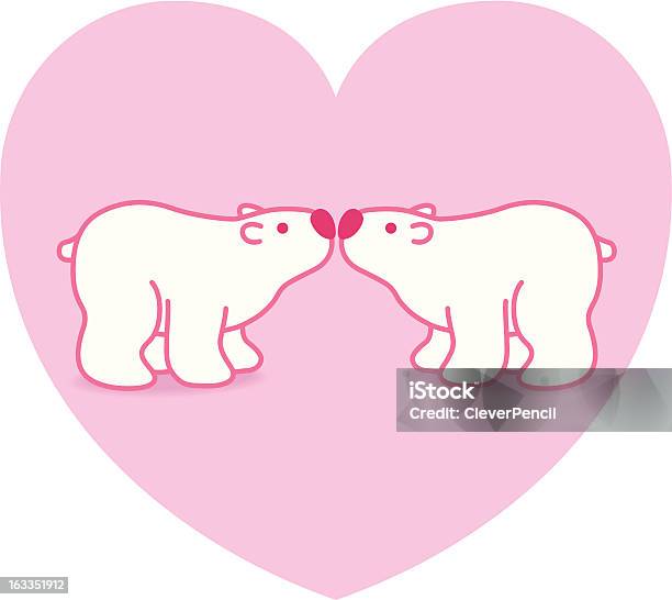 Vetores de Urso Polar Contra Coração Rosa Grande Casal e mais imagens de Amizade - Amizade, Amor, Animais Machos