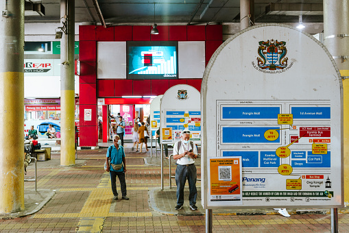 Penang, Malaysia - July 6, 2023 : Georgetown Komtar bus terminal