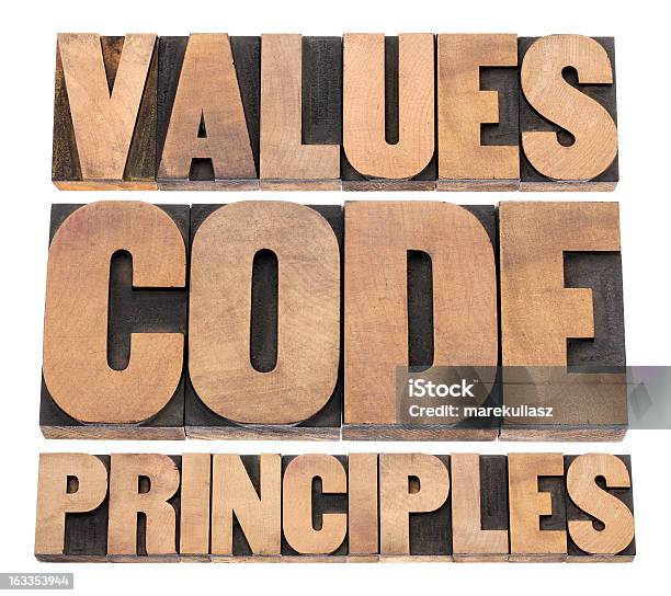 Values Code Principles Stock Photo - Download Image Now - Antique, Characters, Coding