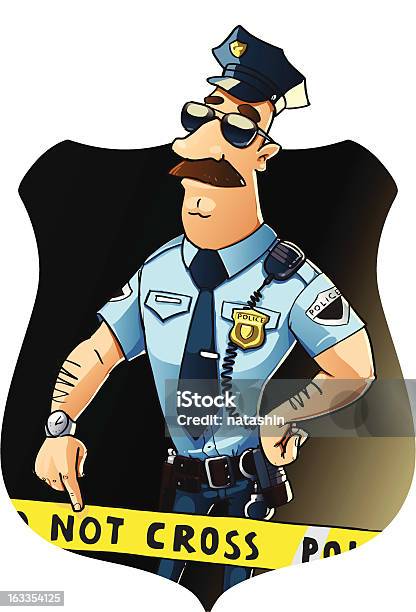 Grave Officier De Police Vecteurs libres de droits et plus d'images vectorielles de Adulte - Adulte, Art du portrait, Badge