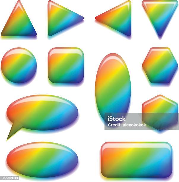 Arcobaleno Set Di Bottoni In Vetro - Immagini vettoriali stock e altre immagini di Astratto - Astratto, Cerchio, Elemento del design