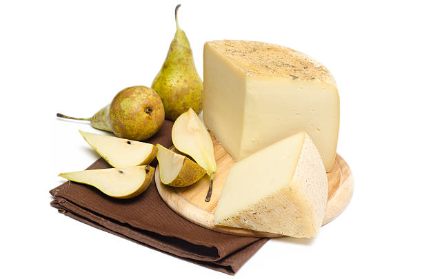 Pecorino sardo and pears stock photo