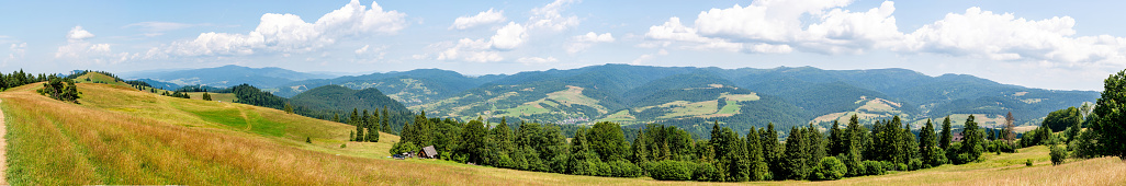 View from Durbaszka in Pieniny on Beskid Sadecki (Poland)