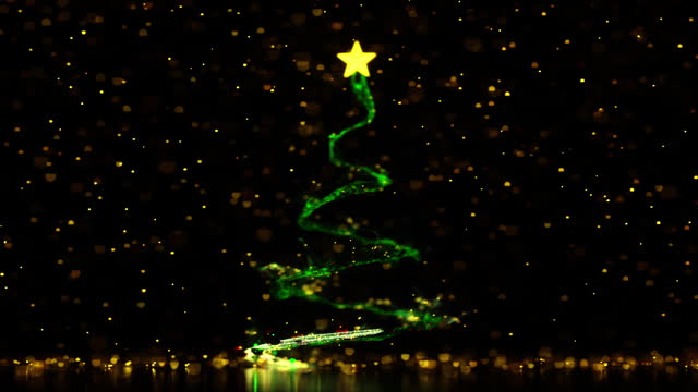 Abstract Christmas tree surrounded by dynamic particles