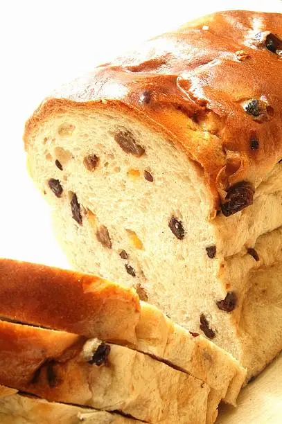 traditional welsh fruitbread on white background