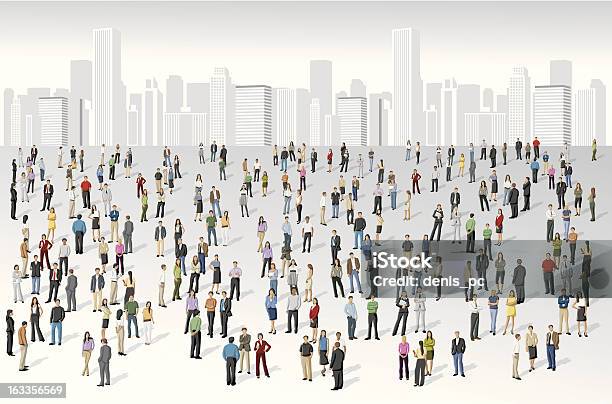Человек На Citi — стоковая векторная графика и другие изображения на тему Толпа - Толпа, Большой город, Организованная группа