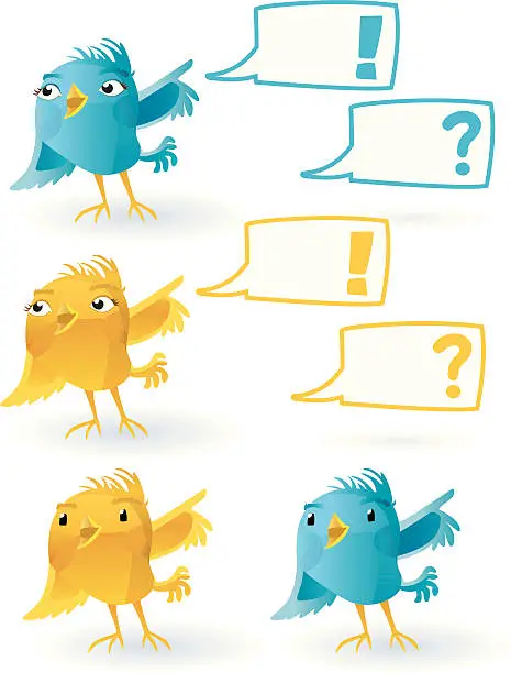 Vector illustration of smiling Twitter Bird (with speechballoon).