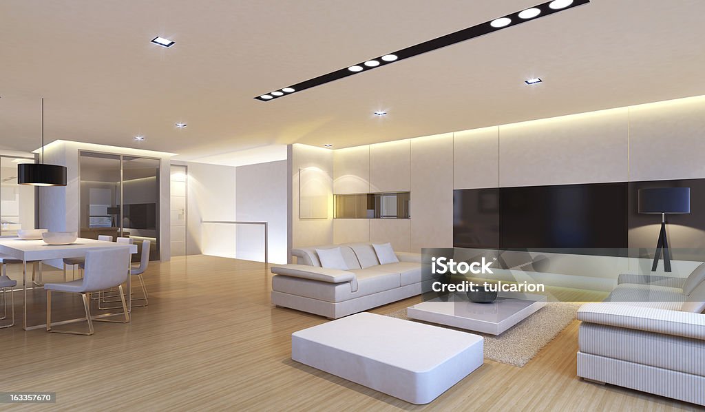 Luxury Penthouse Interior - Foto de stock de Equipamento de Iluminação royalty-free