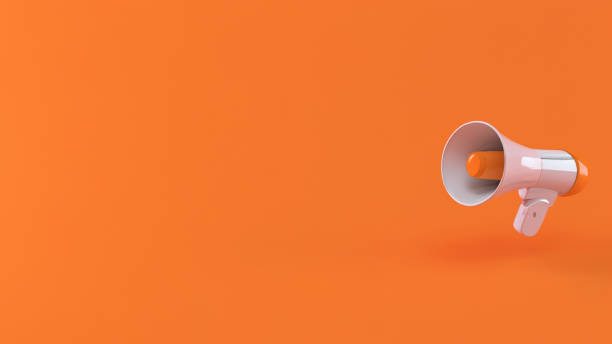 Orange megaphone inside the orange room Orange megaphone inside the orange room loudon stock pictures, royalty-free photos & images