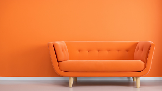 Orange armchair in an orange room