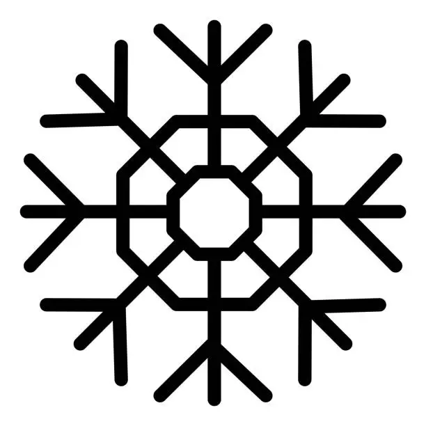 Vector illustration of Snowflake line icon. Winter snow crystal theme symbol, outline style pictogram on white background. Christmas holiday sign mobile concept web design. Vector graphics.