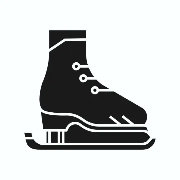 Vector illustration of Ice skating is a fun activity done as a sport or hobby. Skating black filled vector icon with clean lines and minimalist design, universally applicable in various industries and contexts.