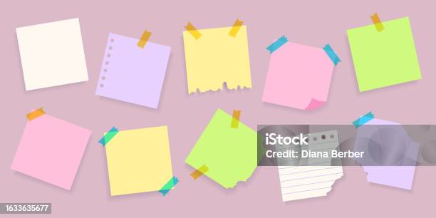 Paper Sticker Set Vector Reminders Templates Colorful Square Notes ...