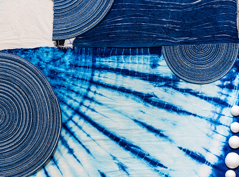 Blue tie-dye and batik, an indigo-dyed fabric