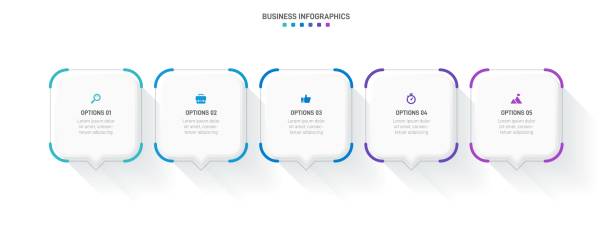 Timeline infographic with infochart. Modern presentation template with 5 spets for business process. Website template on white background for concept modern design. Horizontal layout. Timeline infographic with infochart. Modern presentation template with 5 spets for business process. Website template on white background for concept modern design. Horizontal layout horizontal bar chart infographic stock illustrations