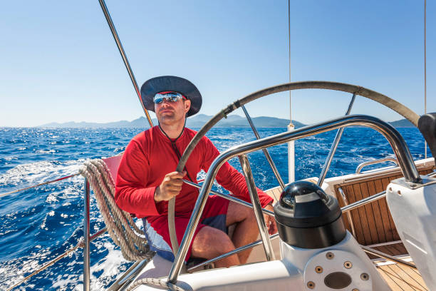 istock Skipper sailing on sailboat during regatta 1633664199