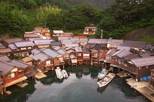 Ine Bay, Kyoto, Japan at the Funaya boat houses.