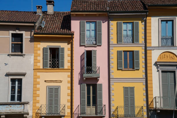 Historic buildings in Piazza della Vittoria, the main square of Lodi, Lombardy, Italy