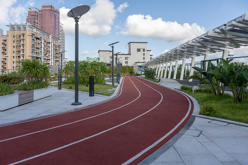 An empty modern urban sports field
