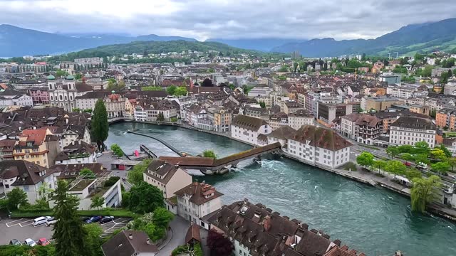 Top view of historic city center of Luzern, Switzerland