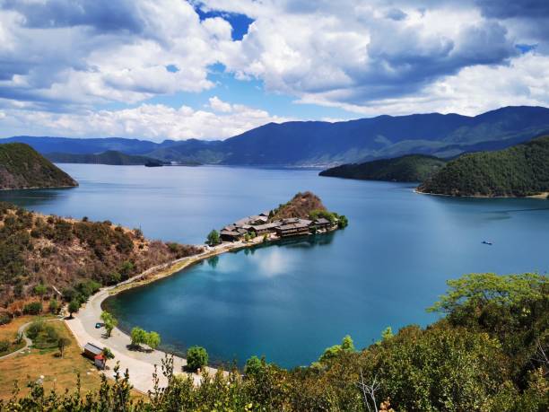 halfmoon bay in Yunnan Lugu Lake