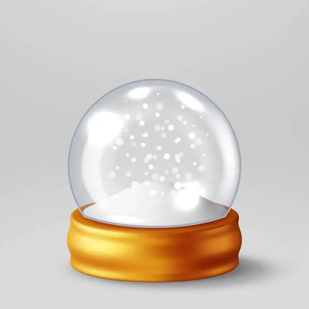 Vector illustration of 3D Glass Christmas Snow Globe