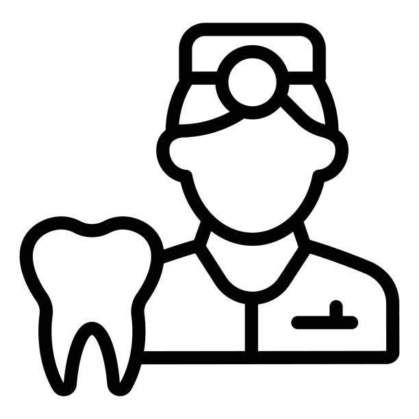 Dentist line icon. Tooth picture and doctor symbol, outline style pictogram on white background. Dentistry sign mobile concept web design. Vector graphics. Dentist line icon. Tooth picture and doctor symbol, outline style pictogram on white background. Dentistry sign mobile concept web design. Vector graphics black man brushing teeth stock illustrations
