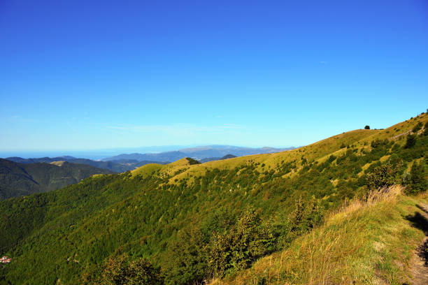 panorama from the path to antola mountain liguria italy