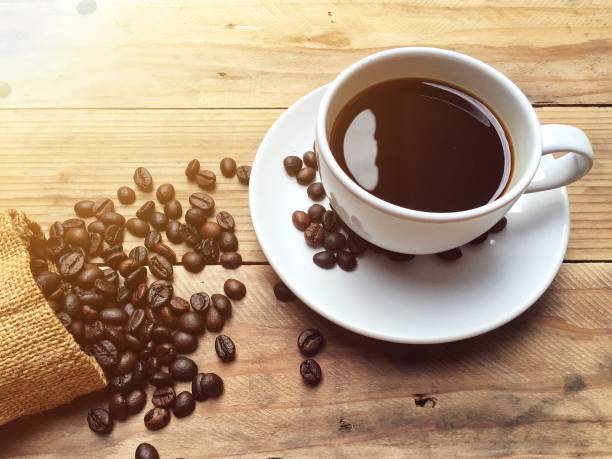 Coffee cup hot in the morning background