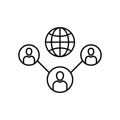 outsourcing line icon with people