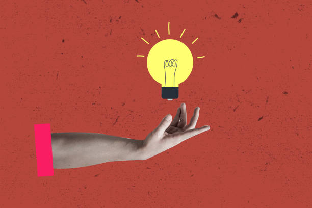 istock hand with lightbulb. Concept of a new idea. Business processes, creativity, solution concepts. Contemporary modern art collage 1633896183