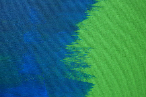 Grunge Brush Strokes of Green and Blue Color Paint