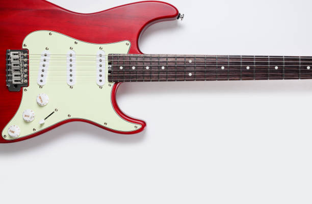istock Guitar on a light background. Free space below. Electric guitar close up. 1633904055
