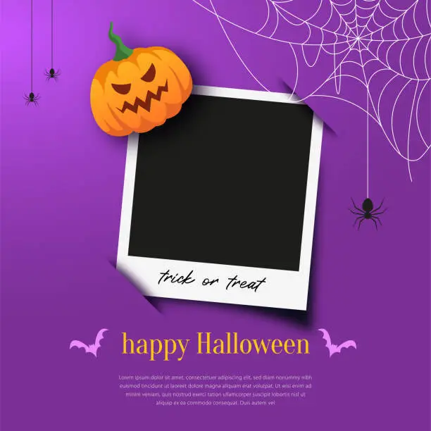 Vector illustration of Halloween greeting themed photo frame