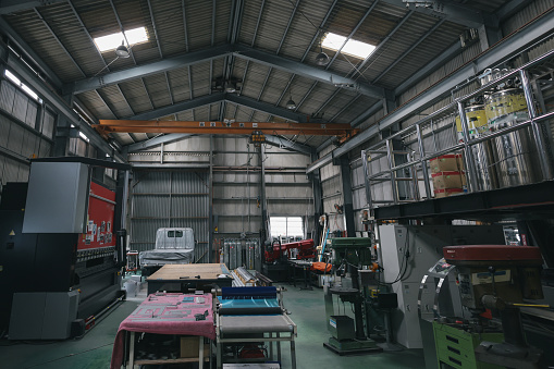 Inside factory area.
Industrial empty warehouse