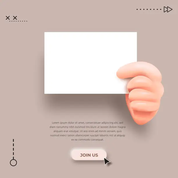 Vector illustration of Cartoon hand holding empty business card