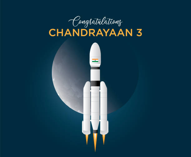 Space Satellites Chandrayaan 3 rocket mission Space Satellites Chandrayaan 3 rocket mission landed on moon lander spacecraft stock illustrations