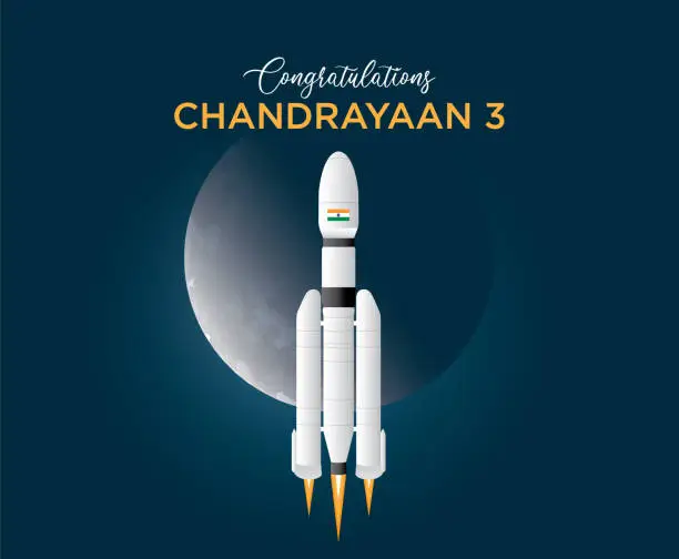 Vector illustration of Space Satellites Chandrayaan 3 rocket mission