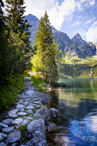 Holidays in Poland - path around the lake Morskie Oko in the Tatra Mountains