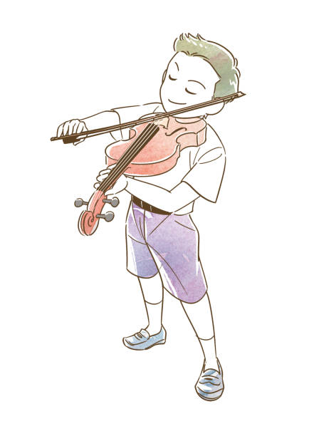 istock Watercolor analog style boy viola performance recital illustration 1633936142