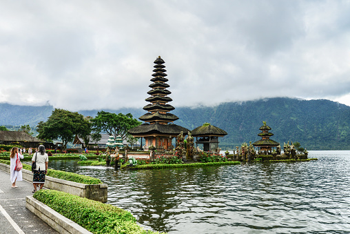 BALI, INDONESIA - JANUARY 7, 2018: Pura Ulun Danu Bratan, Hindu temple on Bratan lake, Bali, Indonesia