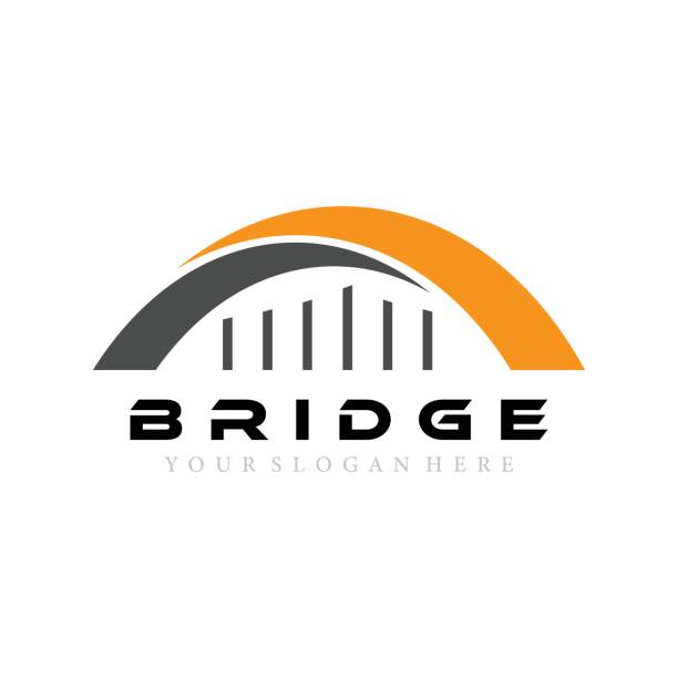illustrations, cliparts, dessins animés et icônes de modèle vectoriel d’icône de logo de pont. - bridge connection contemporary suspension bridge